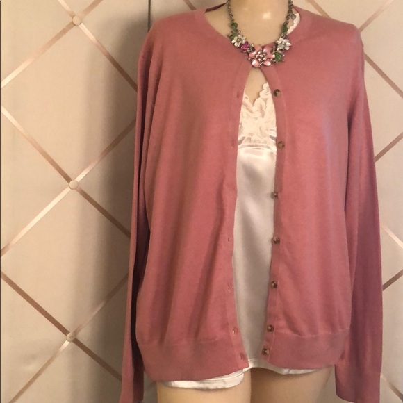 Ann Taylor Sweaters - Ann Taylor Pink Long Sleeve Cotton Cardigan